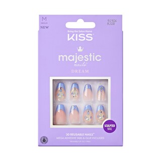 Foto 1 | Foto 1 | Uñas A Presión Kiss Majestic 'the Queen' Azul Claro Medio - Venta Internacional.