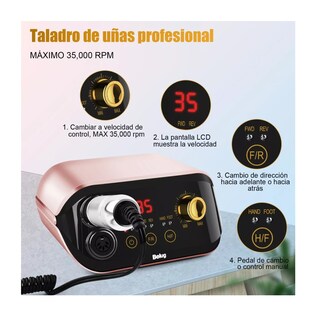 Foto 5 | Foto 5 | Pulidor Esmeril Drill Para Uñas Profesional C/pedal 35000rpm Multicolor Belug
