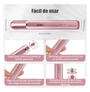 Foto 6 | Foto 6 | Esmeril Taladro Pulidor De Uñas Acrilicas Inalámbrico Rosa