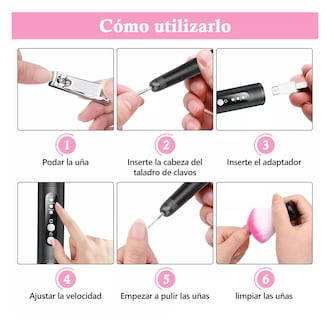 Foto 4 | Foto 4 | Drill Profesional para Uñas Eléctrica 11 en 1 Recargable Negro