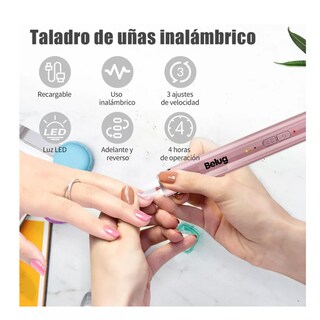 Foto 3 | Foto 3 | Esmeril Taladro Pulidor De Uñas Acrílicas Inalámbrico Rosa Belug