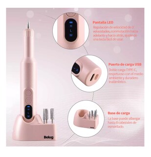 Foto 3 | Foto 3 | Pulidor Eléctrico para Uñas Inalámbrico Rosa Belug