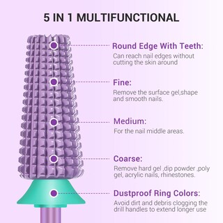 Foto 4 | Foto 4 | Brocas Para Uñas Melodysusie Super Cut Edition 5 En 1, Color Morado - Venta Internacional.