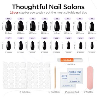 Foto 2 | Foto 2 | Presiona Nails Modelones, Color Negro Brillante, Forma De Almendra, 32 Unidades - Venta Internacional.