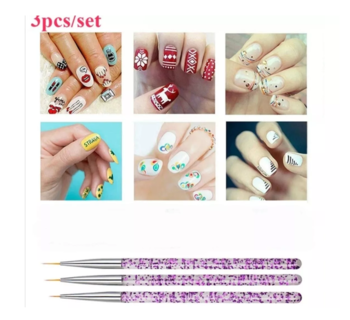 Foto 4 | Foto 4 | Pinceles para Uñas para Estilo Fino y Mano Alzada 3 PZAS color Morado y Blanco
