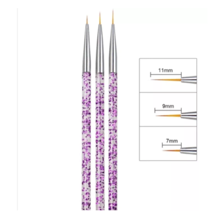 Foto 5 | Foto 5 | Pinceles para Uñas para Estilo Fino y Mano Alzada 3 PZAS color Morado y Blanco