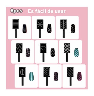 Foto 2 | Foto 2 | 13 Pcs Uñas Magnéticas De Ojo De Gato Herramientas De Diseño Rosa Con Negro