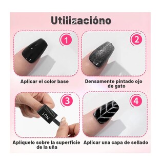 Foto 3 | Foto 3 | 13 Pcs Uñas Magnéticas De Ojo De Gato Herramientas De Diseño Rosa Con Negro
