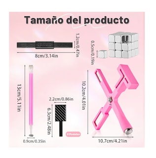 Foto 5 | Foto 5 | 13 Pcs Uñas Magnéticas De Ojo De Gato Herramientas De Diseño Rosa Con Negro