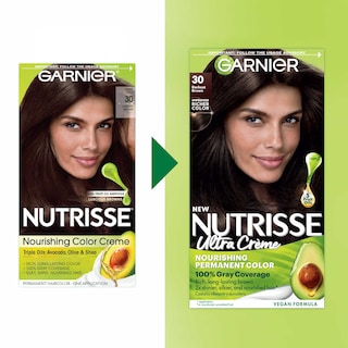 Foto 2 | Foto 2 | Tinte Para El Cabello Garnier Nutrisse Nourishing Creme 30 Darkest Brown - Venta Internacional.