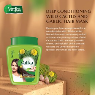 Foto 3 | Foto 3 | Mascarilla Capilar Con Aceite Caliente Vatika Naturals Cactus & Garlic 500 Ml - Venta Internacional.