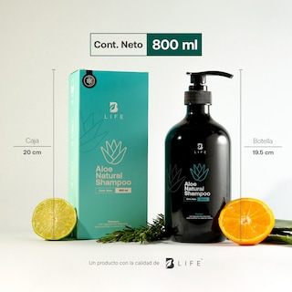 Foto 6 | Foto 6 | Shampoo Natural De 800ml. Sin Sulfatos Ni Parabenos Con Aloe Vera. Natural Shampoo B Life.