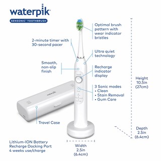 Foto 3 | Foto 3 | Cepillo De Dientes Eléctrico Waterpik Sensonic Sonic Stw-03w020 Blanco - Venta Internacional.
