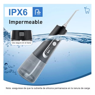 Foto 5 | Foto 5 | Irrigador Bucal Limpiador Dientes Eléctrico Con 4 Boquillas Gris/negro