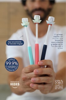 Foto 5 | Foto 5 | Cepillo Dental Balene Doble Cara con Cerdas Suaves Anguladas 45º Coral