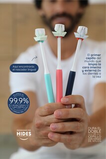 Foto 3 | Foto 3 | Cepillo Dental Balene Doble Cara con Cerdas Medias Anguladas 45º Coral