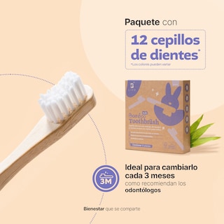 Foto 3 | Foto 3 | Kit Con 12 Cepillos De Dientes De Bambú Para Niños Con Cerdas Suaves. B Life