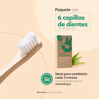 Foto 3 | Foto 3 | Kit Con 6 Cepillos De Dientes De Bambú Para Niños Con Cerdas Suaves. B Life