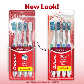 Foto 2 | Foto 2 | Cepillo De Dientes Colgate 360 Optic White Whitening Adult Soft  Paquete De 4 - Venta Internacional.