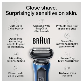 Foto 3 | Foto 3 | Afeitadora Eléctrica Braun Series 6 6040cs Wet & Dry Blue - Venta Internacional.