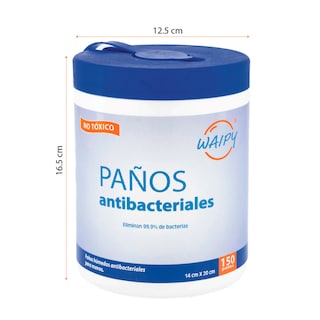 Foto 4 | Foto 4 | Paños Desinfectantes de Superficies y para Manos Waipy 230 Toallitas Húmedas entre 2 Frascos
