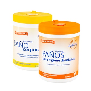 Foto 1 | Foto 1 | Paños Baño Corporal Y Toallitas Húmedas Para Adultos Waipy| Limpieza Profunda Refresco y Suavidad Libre de Alcohol 2 Pack
