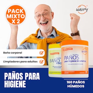 Foto 5 | Foto 5 | Paños Baño Corporal Y Toallitas Húmedas Para Adultos Waipy| Limpieza Profunda Refresco y Suavidad Libre de Alcohol 2 Pack