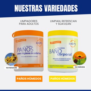Foto 6 | Foto 6 | Paños Baño Corporal Y Toallitas Húmedas Para Adultos Waipy| Limpieza Profunda Refresco y Suavidad Libre de Alcohol 2 Pack