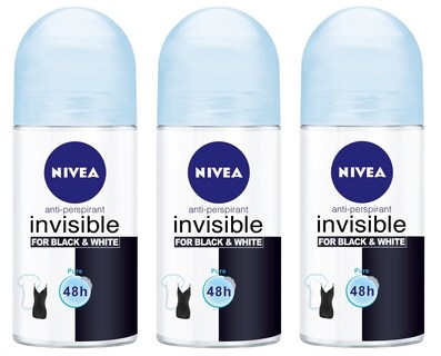 Foto 1 | Foto 1 | Antitranspirante en Roll On Nivea Invisible For Black & White 50 ml 3 Piezas - Venta Internacional