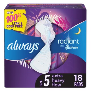 Foto 1 | Foto 1 | Almohadillas Sanitarias Always Radiant Flexfoam Talla 5 Overnight 18 Unidades - Venta Internacional.