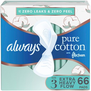 Foto 1 | Foto 1 | Almohadillas Femeninas Always Pure Cotton Flexfoam Tamaño 3 X 66 - Venta Internacional.