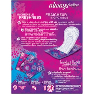 Foto 4 | Foto 4 | Pantiliners Always Radiant Regular  Sin Perfume  48 Forros  2 Unidades - Venta Internacional.