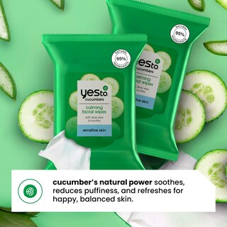 Foto 3 | Foto 3 | Toallitas Faciales Yes To Sensitive Facial Cleansing Con Pepino Y Aloe - Venta Internacional.