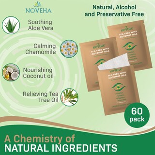 Foto 2 | Foto 2 | Toallitas Para Párpados Y Pestañas Noveha Con Aceite De Coco Y Árbol De Té X60 - Venta Internacional.