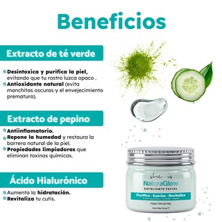 Foto 3 | Foto 3 | Exfoliante Facial Con Ác. Hialuronico, Té Verde Y Pepino, 150gr She Is Skincare