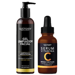 Foto 1 | Foto 1 | Kit Gel Limpiador Facial Quotidien + Serum Vitamina C y Acido Hialuronico Skin Care Suero Facial