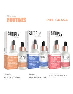 Foto 1 | Foto 1 | Set Acido Glicolico 20%, Acido Hialuronico 2% Y Niacinamida 7% Simply Solution Rutina Control Grasa 3 Piezas