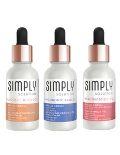 Foto 2 | Foto 2 | Set Acido Glicolico 20%, Acido Hialuronico 2% Y Niacinamida 7% Simply Solution Rutina Control Grasa 3 Piezas