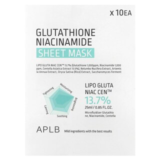 Foto 2 | Foto 2 | Mascarilla Aplb Glutatión Niacinamida 25 Ml 10 Hojas - Venta Internacional.