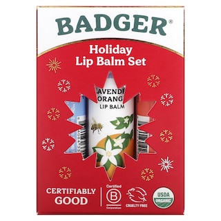 Foto 2 | Foto 2 | Set De Bálsamo Labial Badger Holiday, 3 Unidades, 4,2 G Cada Una, Caja Roja - Venta Internacional.