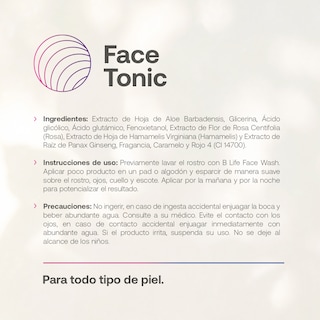 Foto 2 | Foto 2 | Tónico Facial de 500 ml con Más de 99% de Ingredientes Naturales Face Tonic B Life