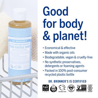 Foto 4 | Foto 4 | Jabón Líquido Dr. Bronner's Pure-Castile Baby sin Perfume 240 ml - Venta Internacional
