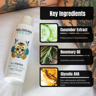 Foto 2 | Foto 2 | Limpiador Para Tatuajes Billy Jealousy Make Your Mark, 473 Ml, Con Pepino - Venta Internacional.