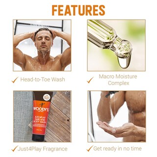 Foto 4 | Foto 4 | Gel De Baño Y Cabello Woody's Just4play Para Hombre, 240 Ml - Venta Internacional.