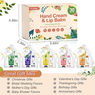 Foto 5 | Foto 5 | Set De Regalo Vespro Loción Para Manos Y Bálsamo Labial 30 Juegos Con Bolsas - Venta Internacional.