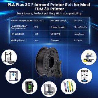 Foto 6 | Foto 6 | Filamento Para Impresora 3d Sunlu Pla Plus De 1,75 Mm, 2 Kg, 2 Paquetes, Negro - Venta Internacional.