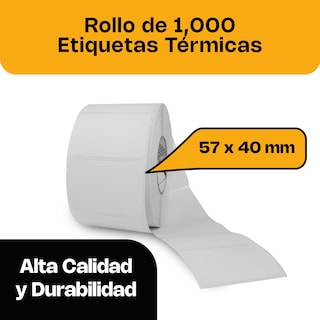 Foto 2 | Foto 2 | Rollo Térmico Rhino, 1,000 Etiquetas De 57 X 40 Mm Para Etiquetado Claro Sin Tinta, Roet-02