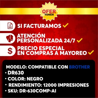 Foto 7 | Foto 7 | Drum Dr630 Compatible con Brother Hl-l2300d L2305w L2320d L2340dw Negro