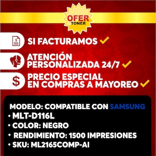 Foto 8 | Foto 8 | Tóner Negro Mlt-d101s/101s Compatible Con Samsung Ml-2160 2161 2165w 2162