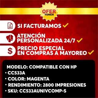 Foto 8 | Foto 8 | Tóner Magenta Compatible con HP CM2320 CP2025 M452 M477
